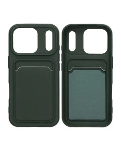 Mobilskal Silikon med Korthållare för iPhone 17 Pro - Militärgrön