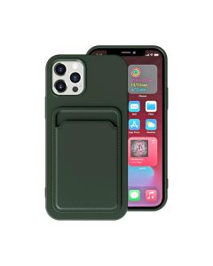 iPhone 14 Pro Max Silikonskal med Korthållare - Militärgrön- G-SP.se