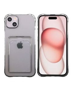 iPhone 15 Plus Stöttåligt Skal med Korthållare - Svart