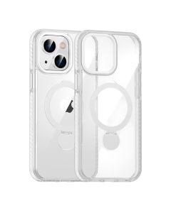 Skal Magsafe till iPhone 15 - Transparent vit med ringstativ