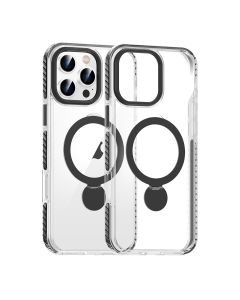 Skal Magsafe till iPhone 16 Pro Max - Transparent svart med ringstativ