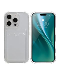 iPhone 16 Pro Mobilskal Stöttåligt med Korthållare - Transparent