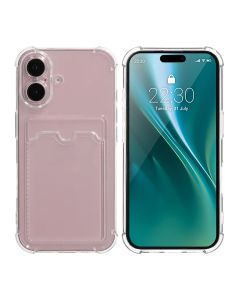 iPhone 16 Plus Mobilskal Stöttåligt med Korthållare - Transparent