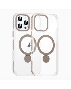 Skal Magsafe till iPhone 16 Pro - Transparent grå med ringstativ