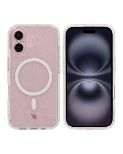 iPhone 16 Rvelon Mobilskal TPU med MagSafe - Glitter Vit
