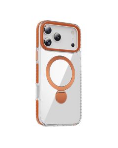 Skal Magsafe till iPhone 17 Pro - Transparent orange med ringstativ