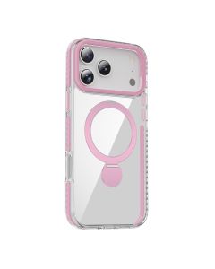 Skal Magsafe till iPhone 17 Pro Max - Transparent rosa med ringstativ