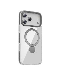 Skal Magsafe till iPhone 17 Pro - Transparent grå med ringstativ