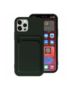 iPhone 15 Pro Max Mobilskal Silikon med Korthållare - Grön- G-SP.se