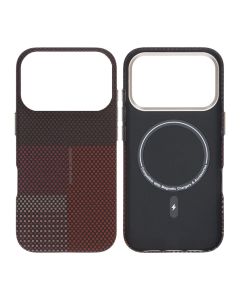 Mobilskal Aramidfiber för iPhone 17 Pro Max - Röd med rutnät