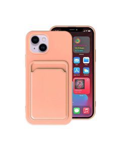 iPhone 14 Silikonskal med Korthållare - Rosa- G-SP.se