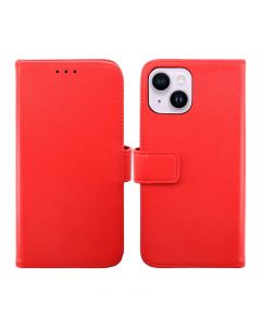 iPhone 14 Plånboksfodral Läder Rvelon - Röd- G-SP.se