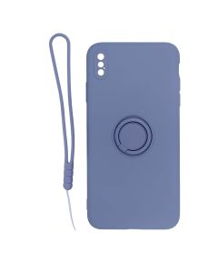 iPhone X/XS Silikonskal med Ringhållare och Handrem - Grå- G-SP.se