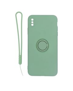 iPhone X/XS Silikonskal med Ringhållare och Handrem - Grön- G-SP.se