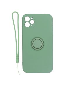 iPhone 11 Pro Silikonskal med Ringhållare och Handrem - Grön