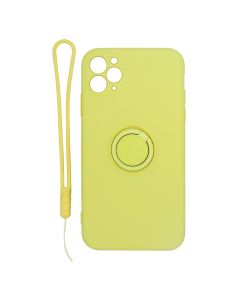 iPhone 11 Pro Silikonskal med Ringhållare och Handrem - Gul