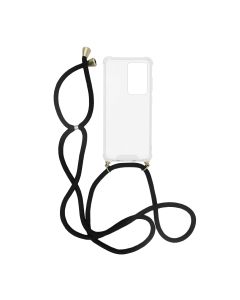 Samsung 20 Ultra Stöttåligt Skal med Halsband - Transparent/Svart- G-SP.se