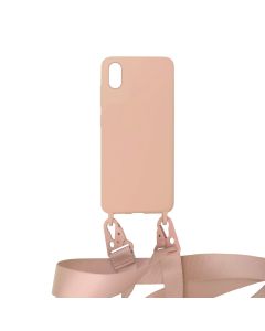 Mobilskal Silikon med Rem och Halsband f&ouml;r iPhone X och XS - Rosa- G-SP.se