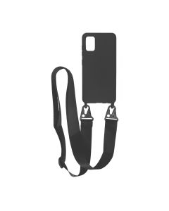 Samsung A41 Silikonskal med Rem/Halsband - Svart- G-SP.se