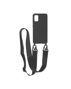 Samsung A51 Silikonskal med Rem/Halsband - Svart- G-SP.se