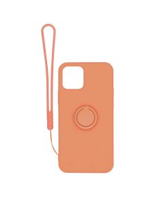 iPhone 12 Mini Silikonskal med Ringhållare och Handrem - Orange- G-SP.se