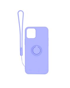 iPhone 12 Pro Max Silikonskal med Ringhållare och Handrem - Lila- G-SP.se