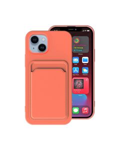 iPhone 14 Silikonskal med Korthållare - Orange- G-SP.se