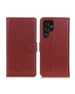 Samsung Galaxy S22 Ultra Plånboksfodral med Stativ - Brun- G-SP.se