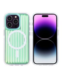 iPhone 14 Pro Stöttåligt Mobilskal Magsafe Reflektionsfärg - Grön