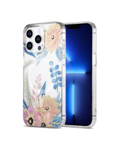 iPhone 13 Pro Mobilskal MagSafe - Blommor Rosa/Blå