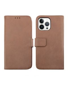 iPhone 14 Pro Plånboksfodral Läder Rvelon - Brun- G-SP.se