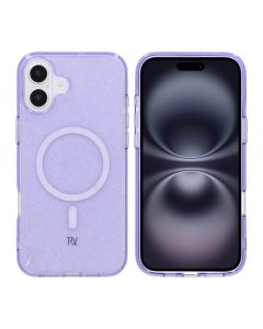 iPhone 16 Plus Rvelon Mobilskal TPU med MagSafe - Glitter Lila