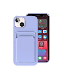 iPhone 14 Silikonskal med Korthållare - Lila- G-SP.se