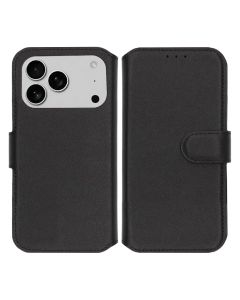 Rvelon Plånboksfodral Äkta Läder för iPhone 17 Pro Max - Svart