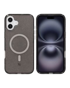 iPhone 16 Plus Rvelon Mobilskal TPU med MagSafe - Glitter Svart
