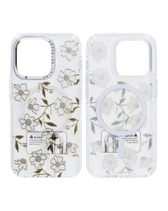Skal Magsafe till iPhone 15 Pro - Transparent blommor och kvistar