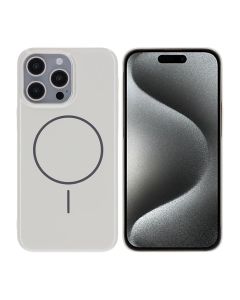 iPhone 15 Pro Max Skal MagSafe, Blankt Enfärgat - Vit