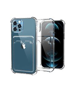 iPhone 13 Pro Stöttåligt Skal med Korthållare - Transparent- G-SP.se