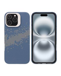 iPhone 16 Pro Max Skal med Magsafe och Utfällbart Stativ - Blå/Guld