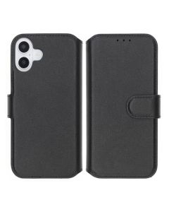 iPhone 16 Plus Plånboksfodral Äkta Läder Rvelon - Svart