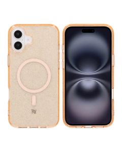 iPhone 16 Plus Rvelon Mobilskal TPU med MagSafe - Glitter Guld