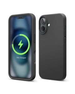 iPhone 16 Plus Mobilskal Silikon Magnet Rvelon - Svart