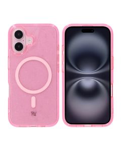 iPhone 16 Rvelon Mobilskal TPU med MagSafe - Glitter Rosa