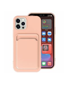 iPhone 15 Pro Max Mobilskal Silikon med Korthållare - Rosa- G-SP.se