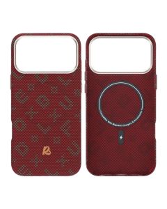 Mobilskal Aramidfiber för iPhone 17 Pro - Röd med text