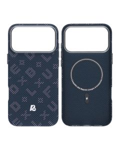 Mobilskal Aramidfiber för iPhone 17 Pro - Blå med text