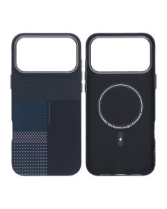 Mobilskal Aramidfiber för iPhone 17 Pro Max - Blå med rutnät