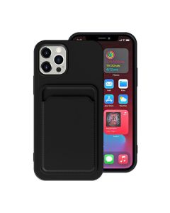 iPhone 15 Pro Mobilskal Silikon med Korthållare - Svart- G-SP.se