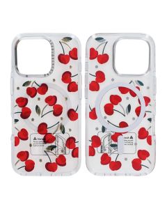 Mobilskal Magsafe till iPhone 16 Pro - Transparent med körsbärs
