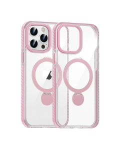 Skal Magsafe till iPhone 14 Pro - Transparent rosa med ringstativ
